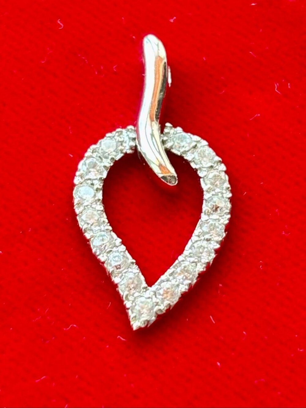 Diamond Leaf Design Sterling Silver Pendant